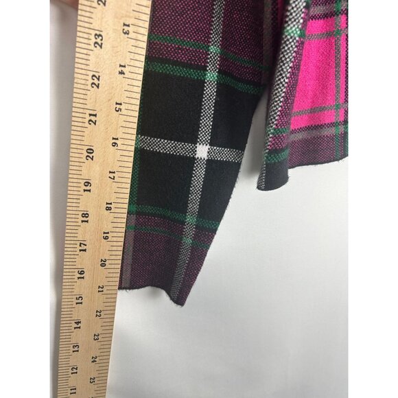 Tahari Womens Plaid Pink & Black High Neck Sweater Rayon/Viscose Blend Large - Picture 5 of 8